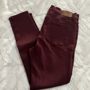 Madewell burgundy jeggings 9in high rise .